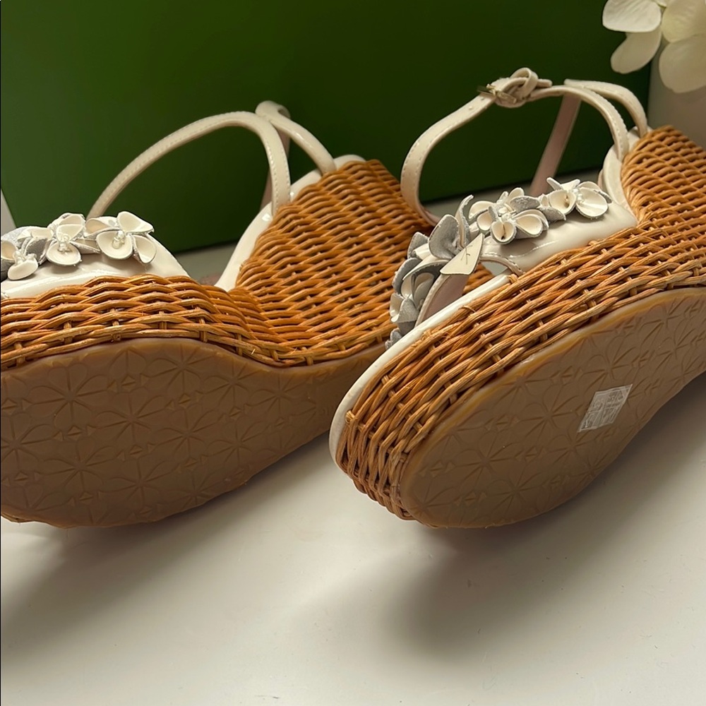 Kate Spade Fiori White Floral Platform Wedge Espadrille Sandals - Picture 10 of 12